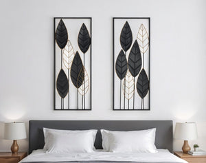 HomeRoots Set of Two Black and Gold Metal Hanging Sculptures – Stylish Wall Art for Modern Home Décor 574013