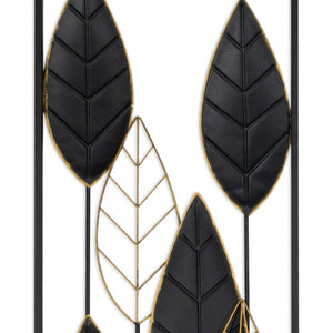 HomeRoots Set of Two Black and Gold Metal Hanging Sculptures – Stylish Wall Art for Modern Home Décor 574013