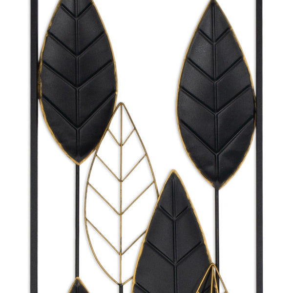 HomeRoots Set of Two Black and Gold Metal Hanging Sculptures – Stylish Wall Art for Modern Home Décor 574013