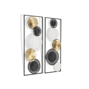 HomeRoots Set of Two Modern Black and White Metal Wall Sculptures - Geometric Art for Versatile Decor 574014