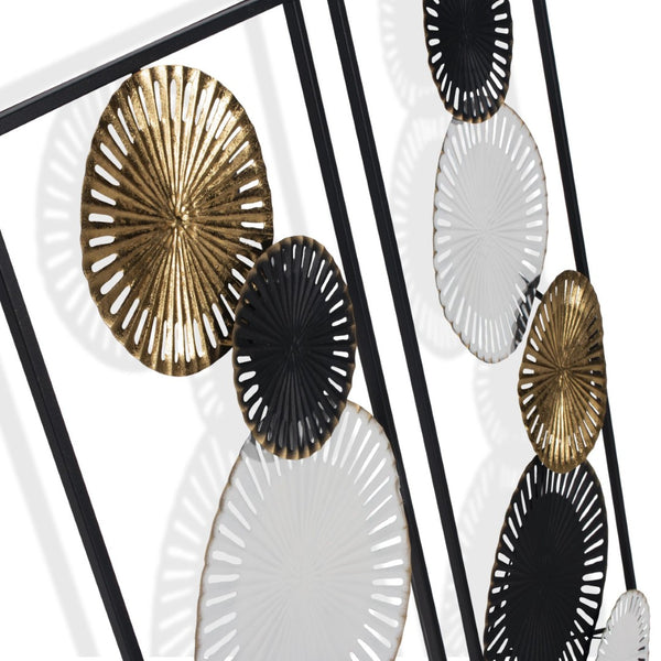 HomeRoots Set of Two Modern Black and White Metal Wall Sculptures - Geometric Art for Versatile Decor 574014