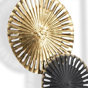 HomeRoots Set of Two Modern Black and White Metal Wall Sculptures - Geometric Art for Versatile Decor 574014