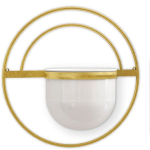 Homeroots Set Of Three Gold And White Metal Wall Planters – Stylish 10 Ounce Planters For Indoor Decor  Metal 574017