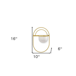 Homeroots Set Of Three Gold And White Metal Wall Planters – Stylish 10 Ounce Planters For Indoor Decor  Metal 574017