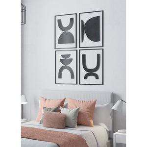 HomeRoots Set of Four Framed Metal Wall Art Sculptures - Modern Black & White Geometric Decor for Any Space 574018