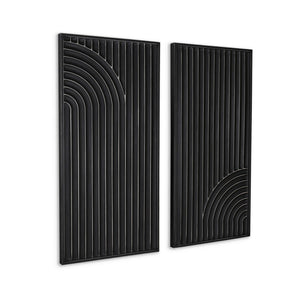 HomeRoots Set of Two Black Metal Abstract Hanging Sculptures - Modern Dimensional Wall Art for Any Space 574019