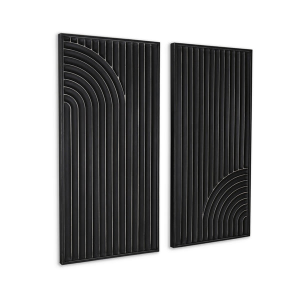 HomeRoots Set of Two Black Metal Abstract Hanging Sculptures - Modern Dimensional Wall Art for Any Space 574019