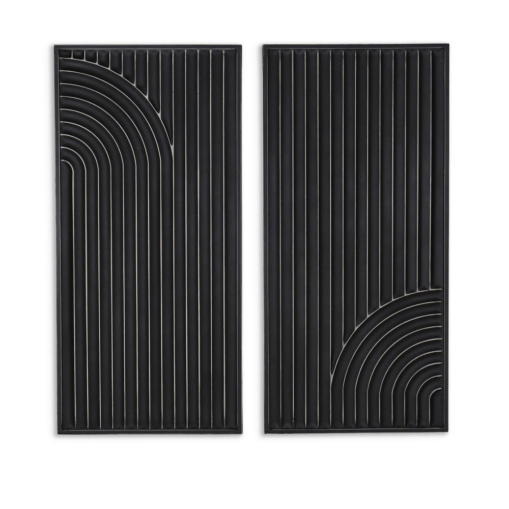 HomeRoots Set of Two Black Metal Abstract Hanging Sculptures - Modern Dimensional Wall Art for Any Space 574019