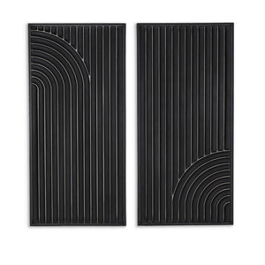 HomeRoots Set of Two Black Metal Abstract Hanging Sculptures - Modern Dimensional Wall Art for Any Space 574019