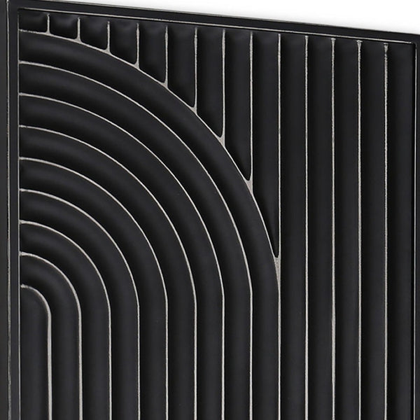 HomeRoots Set of Two Black Metal Abstract Hanging Sculptures - Modern Dimensional Wall Art for Any Space 574019