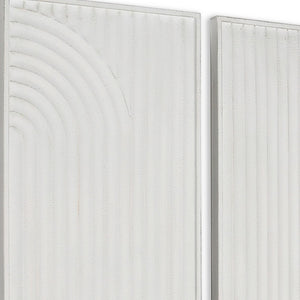 HomeRoots Set of Two White Metal Abstract Hanging Sculptures – Modern Art for Walls with Depth & Texture 574020