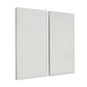 HomeRoots Set of Two White Metal Abstract Hanging Sculptures – Modern Art for Walls with Depth & Texture 574020