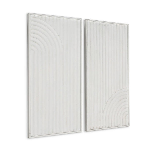 HomeRoots Set of Two White Metal Abstract Hanging Sculptures – Modern Art for Walls with Depth & Texture 574020