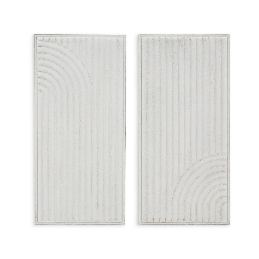 HomeRoots Set of Two White Metal Abstract Hanging Sculptures – Modern Art for Walls with Depth & Texture 574020