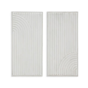HomeRoots Set of Two White Metal Abstract Hanging Sculptures – Modern Art for Walls with Depth & Texture 574020