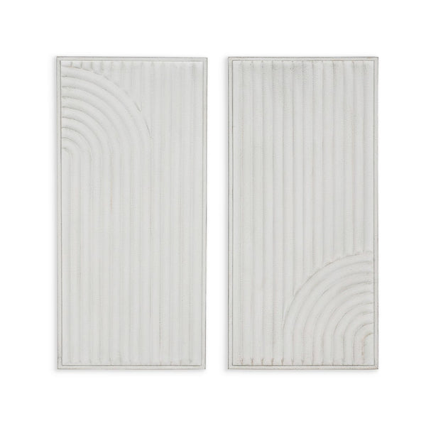 HomeRoots Set of Two White Metal Abstract Hanging Sculptures – Modern Art for Walls with Depth & Texture 574020