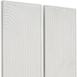 HomeRoots Set of Two White Metal Abstract Hanging Sculptures – Modern Art for Walls with Depth & Texture 574020