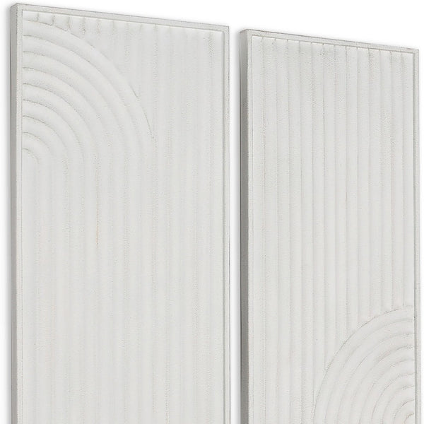 HomeRoots Set of Two White Metal Abstract Hanging Sculptures – Modern Art for Walls with Depth & Texture 574020