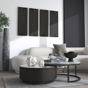 Homeroots Set Of Two 36" X 12" Black Carved Wood Hanging Dimensional Sculptures  Wood 574022