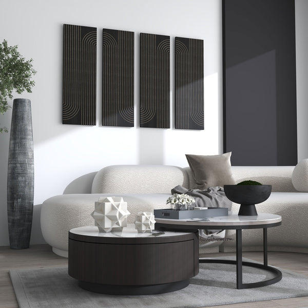 Homeroots Set Of Two 36" X 12" Black Carved Wood Hanging Dimensional Sculptures  Wood 574022