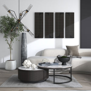 Homeroots Set Of Two 36" X 12" Black Carved Wood Hanging Dimensional Sculptures  Wood 574022