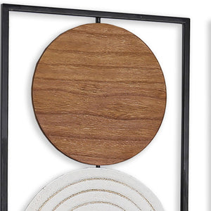 HomeRoots Set of Three Geometric Metal and Wood Hanging Sculptures - Modern Wall Art for Rustic Spaces 574025