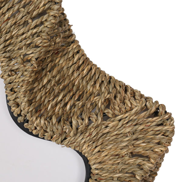 HomeRoots 38" Brown Abstract Floating Rope Framed Accent Mirror - Coastal Charm for Stylish Home Decor 574027