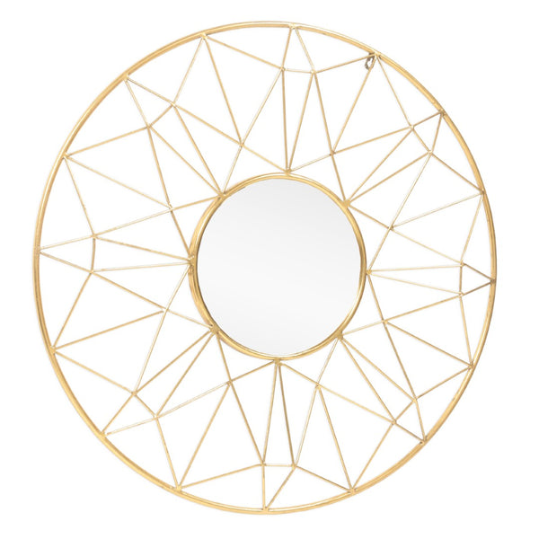 HomeRoots 32" Gold Metal Round Accent Mirror – Elegant Sunburst Design for Brightening Any Room Decor 574028