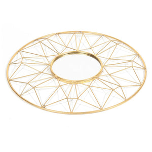 HomeRoots 32" Gold Metal Round Accent Mirror – Elegant Sunburst Design for Brightening Any Room Decor 574028