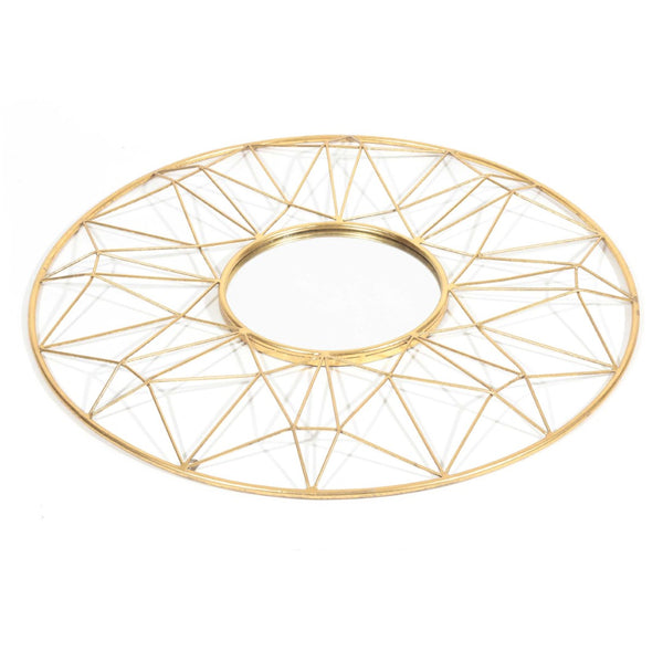 HomeRoots 32" Gold Metal Round Accent Mirror – Elegant Sunburst Design for Brightening Any Room Decor 574028