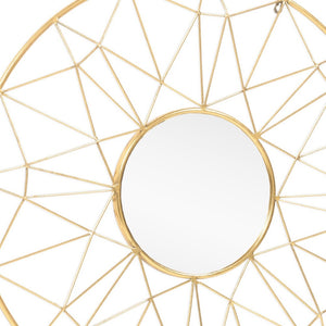 HomeRoots 32" Gold Metal Round Accent Mirror – Elegant Sunburst Design for Brightening Any Room Decor 574028