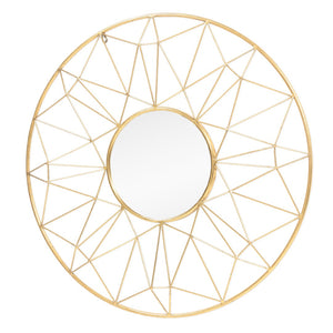 HomeRoots 32" Gold Metal Round Accent Mirror – Elegant Sunburst Design for Brightening Any Room Decor 574028