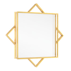 HomeRoots 24" Gold Metal Geo Square Accent Mirror - Modern Geometric Design for Stylish Home Décor & Brightening Spaces 574029