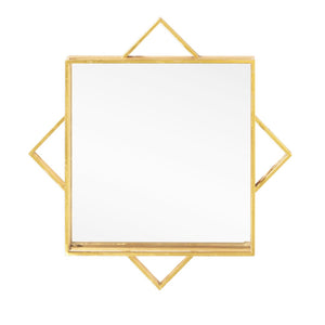 HomeRoots 24" Gold Metal Geo Square Accent Mirror - Modern Geometric Design for Stylish Home Décor & Brightening Spaces 574029