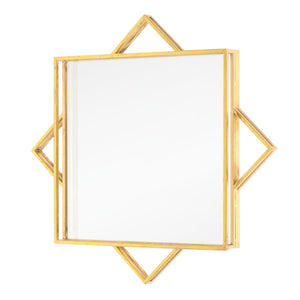 HomeRoots 24" Gold Metal Geo Square Accent Mirror - Modern Geometric Design for Stylish Home Décor & Brightening Spaces 574029
