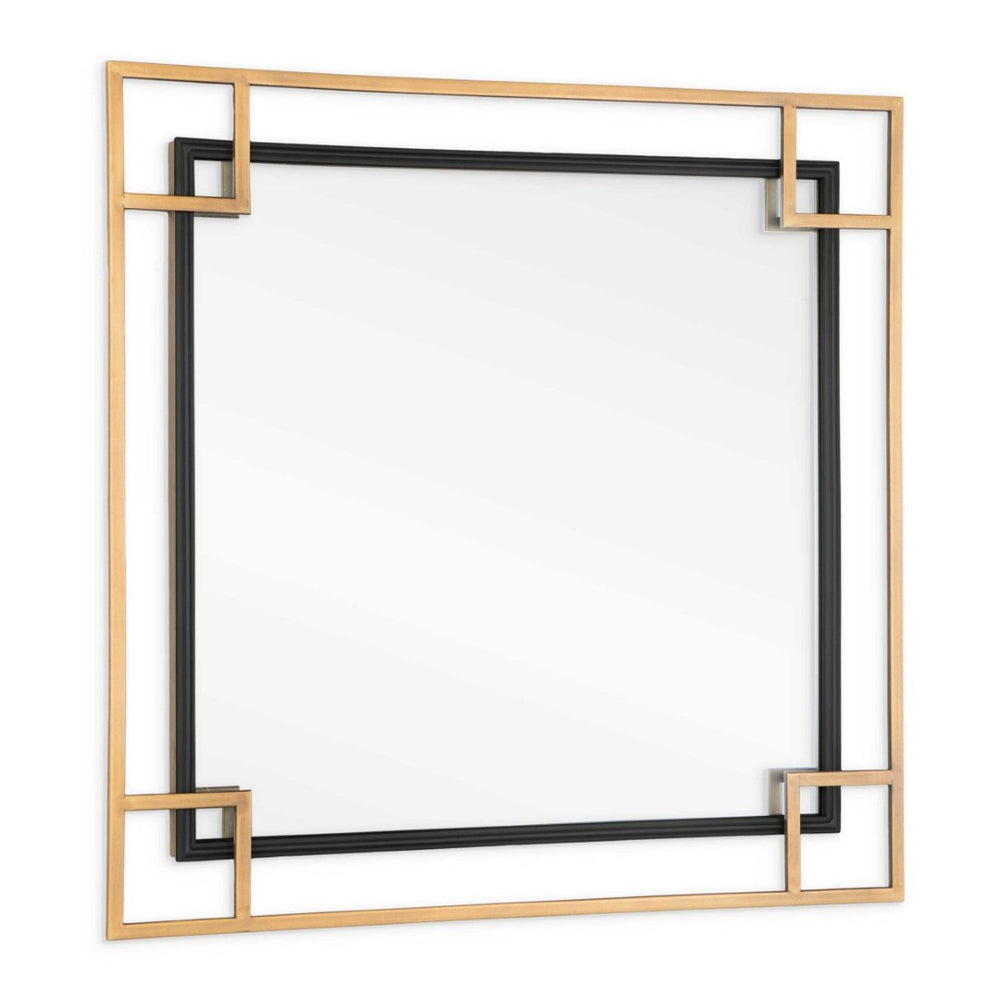 HomeRoots 22" Stunning Gold and Black Multi-Square Accent Mirror - Mid-Century Glam for Any Space 574030