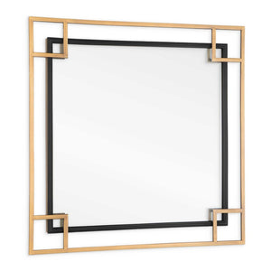 HomeRoots 22" Stunning Gold and Black Multi-Square Accent Mirror - Mid-Century Glam for Any Space 574030