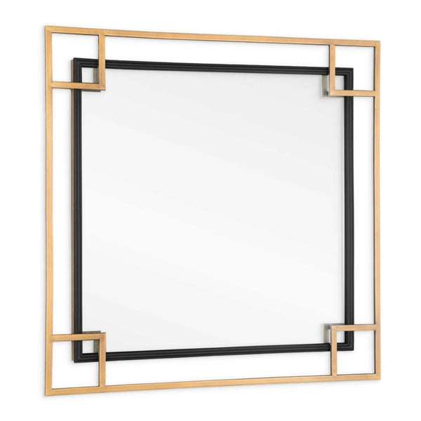 HomeRoots 22" Stunning Gold and Black Multi-Square Accent Mirror - Mid-Century Glam for Any Space 574030