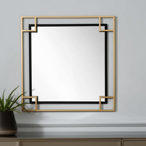 HomeRoots 22" Stunning Gold and Black Multi-Square Accent Mirror - Mid-Century Glam for Any Space 574030