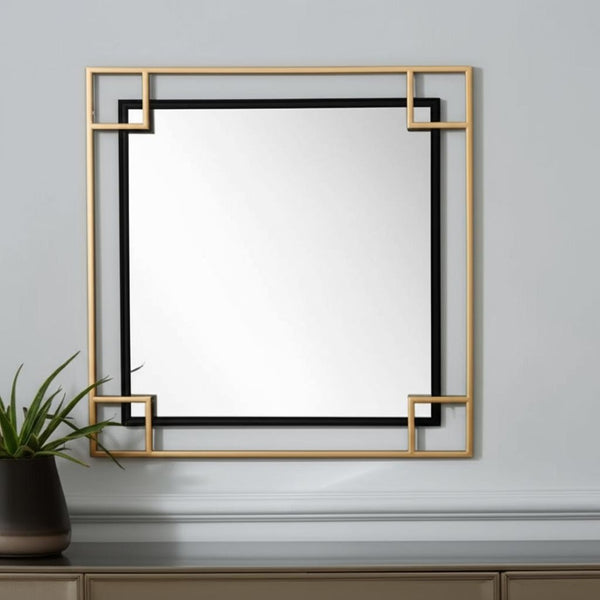 HomeRoots 22" Stunning Gold and Black Multi-Square Accent Mirror - Mid-Century Glam for Any Space 574030