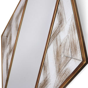 HomeRoots 38" Geometric Brass and Silver Mixed Metal Accent Mirror - Modern Diamond Design for Any Space 574031