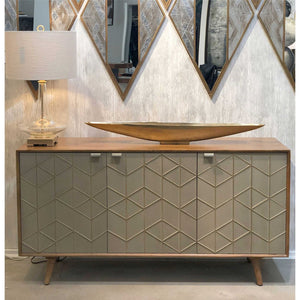 HomeRoots 38" Geometric Brass and Silver Mixed Metal Accent Mirror - Modern Diamond Design for Any Space 574031