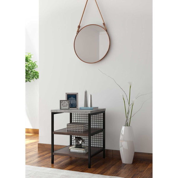 HomeRoots 19" Copper Metal Round Hanging Accent Mirror with Rope Hanger for Modern Home Decor & Style 574032
