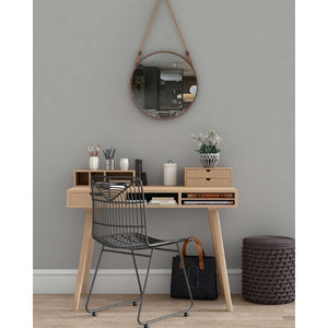 HomeRoots 19" Copper Metal Round Hanging Accent Mirror with Rope Hanger for Modern Home Decor & Style 574032
