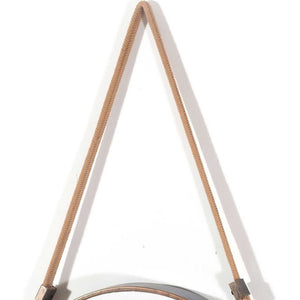 HomeRoots 19" Copper Metal Round Hanging Accent Mirror with Rope Hanger for Modern Home Decor & Style 574032