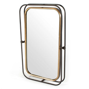 HomeRoots 28" Black and Gold Tilting Accent Mirror - Modern Industrial Design for Home Decor & Easy Installation 574034