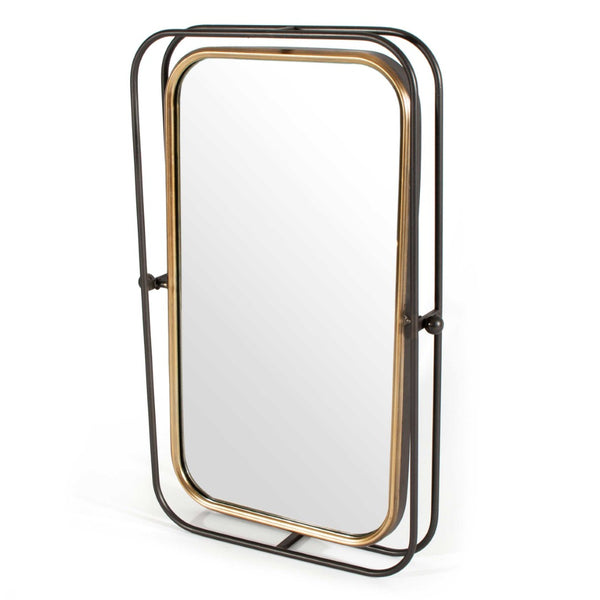 HomeRoots 28" Black and Gold Tilting Accent Mirror - Modern Industrial Design for Home Decor & Easy Installation 574034
