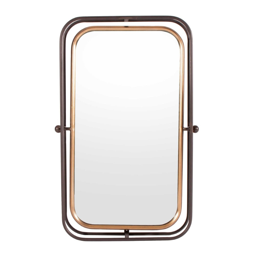 HomeRoots 28" Black and Gold Tilting Accent Mirror - Modern Industrial Design for Home Decor & Easy Installation 574034
