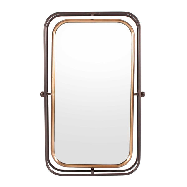 HomeRoots 28" Black and Gold Tilting Accent Mirror - Modern Industrial Design for Home Decor & Easy Installation 574034