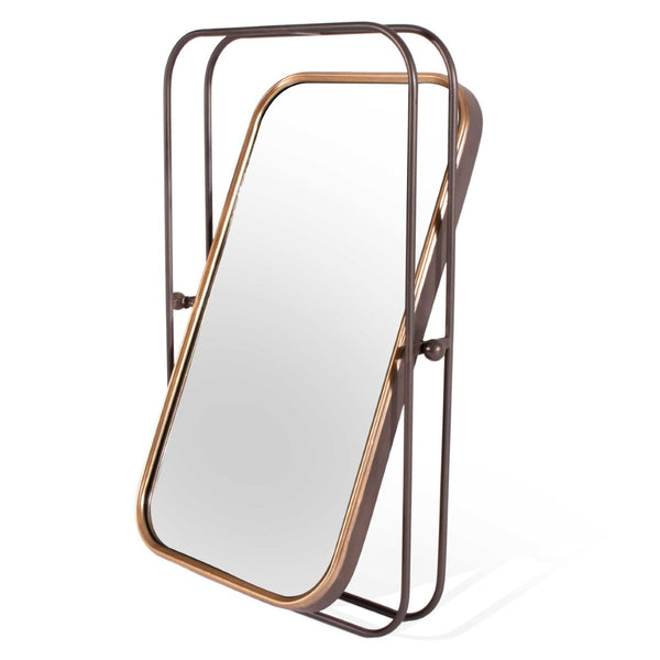 HomeRoots 28" Black and Gold Tilting Accent Mirror - Modern Industrial Design for Home Decor & Easy Installation 574034
